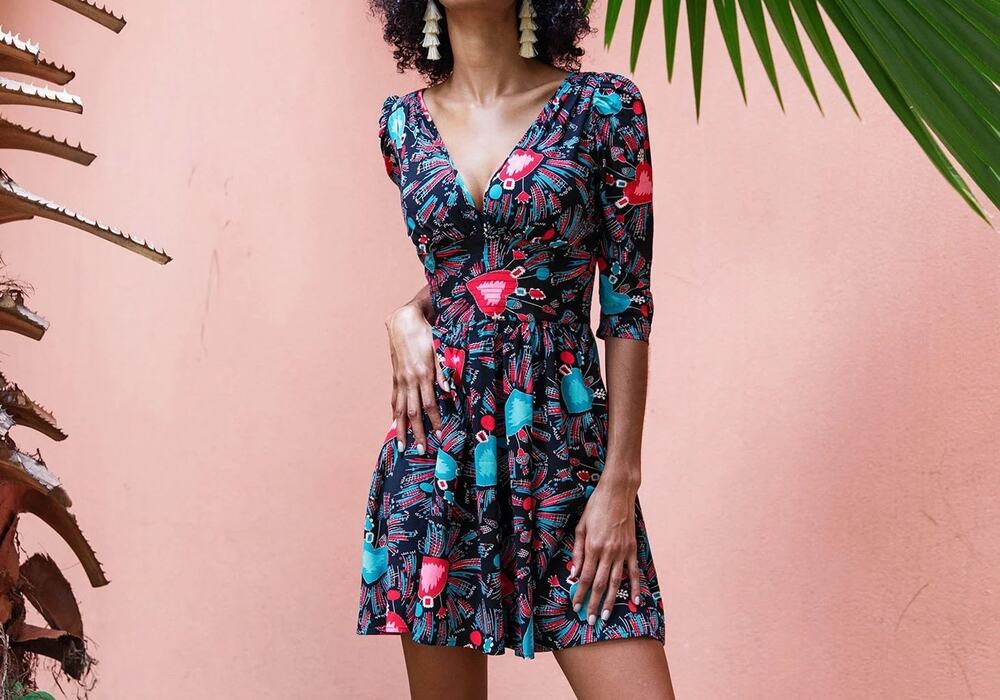 New NoTag Trashy Diva Dress 4 Sacred Hearts Rayon Deep Cut Babydoll Vintage Styl